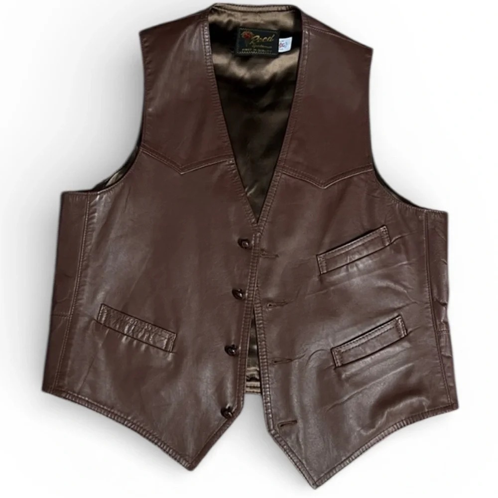 Reed Sportswear Vintage‎ Men's Brown Leather Vest